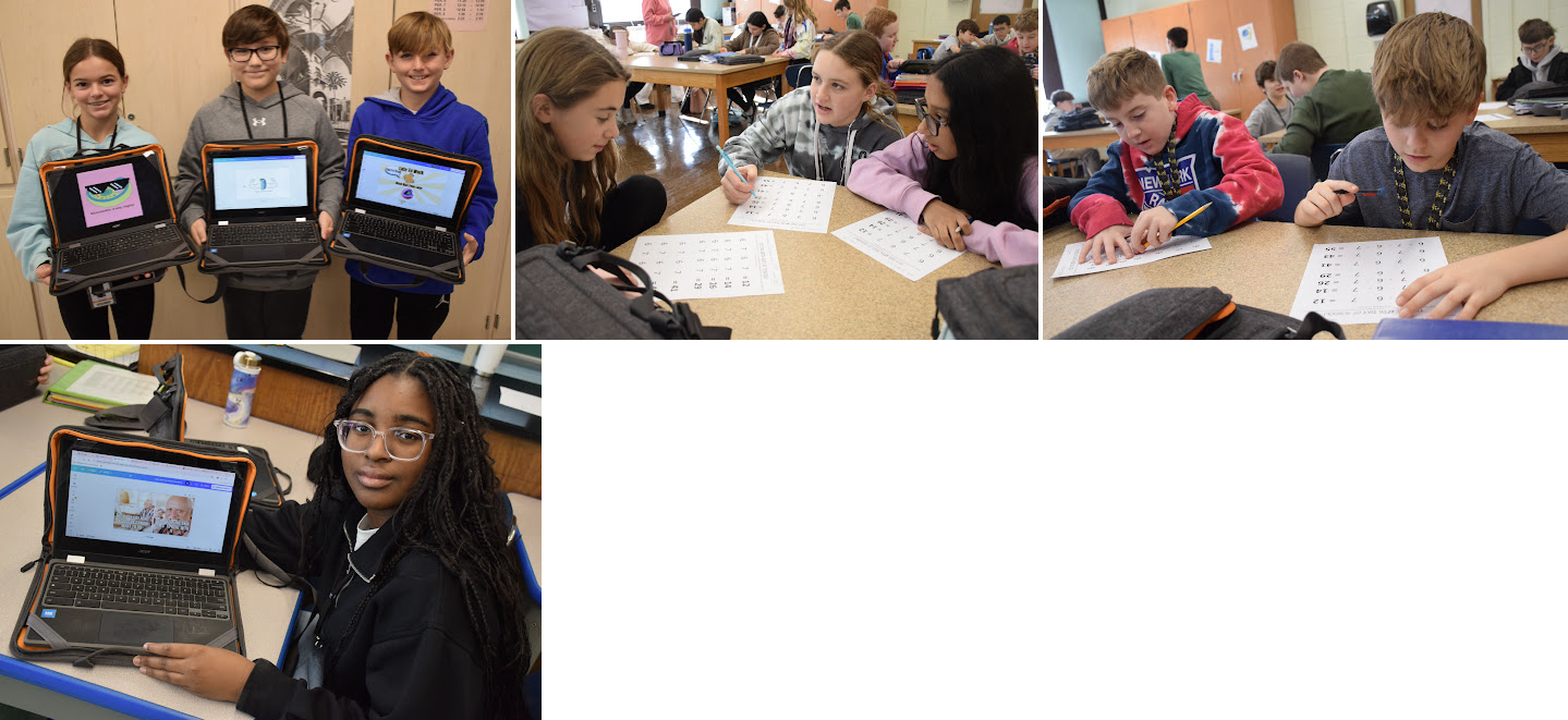 collage of photos of students doing class work